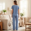PNAEONG Womens Pajama Sets Cotton Lounge Sets for Women Short Sleeve Top With Pants 2 Piece pj sets With Pocket(C Mx Good Night)