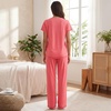 PNAEONG Womens Pajama Sets Cotton Lounge Sets for Women Short Sleeve Top With Pants 2 Piece pj sets With Pocket(C Mx Paisley)