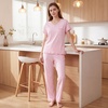 PNAEONG Womens Pajama Sets Cotton Lounge Sets for Women Short Sleeve Top With Pants 2 Piece pj sets With Pocket(C Mx Pink)