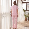 PNAEONG Womens Pajama Sets Cotton Lounge Sets for Women Short Sleeve Top With Pants 2 Piece pj sets With Pocket(C Mx Pink)