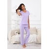 PNAEONG Womens Pajama Sets Cotton Lounge Sets for Women Short Sleeve Top With Pants 2 Piece pj sets With Pocket(C Mx Purple)