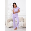 PNAEONG Womens Pajama Sets Cotton Lounge Sets for Women Short Sleeve Top With Pants 2 Piece pj sets With Pocket(C Mx Purple)