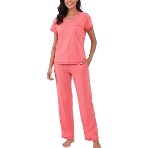 PNAEONG Womens Pajama Sets Cotton Lounge Sets for Women Short Sleeve Top With Pants 2 Piece pj sets With Pocket(C Mx Paisley)