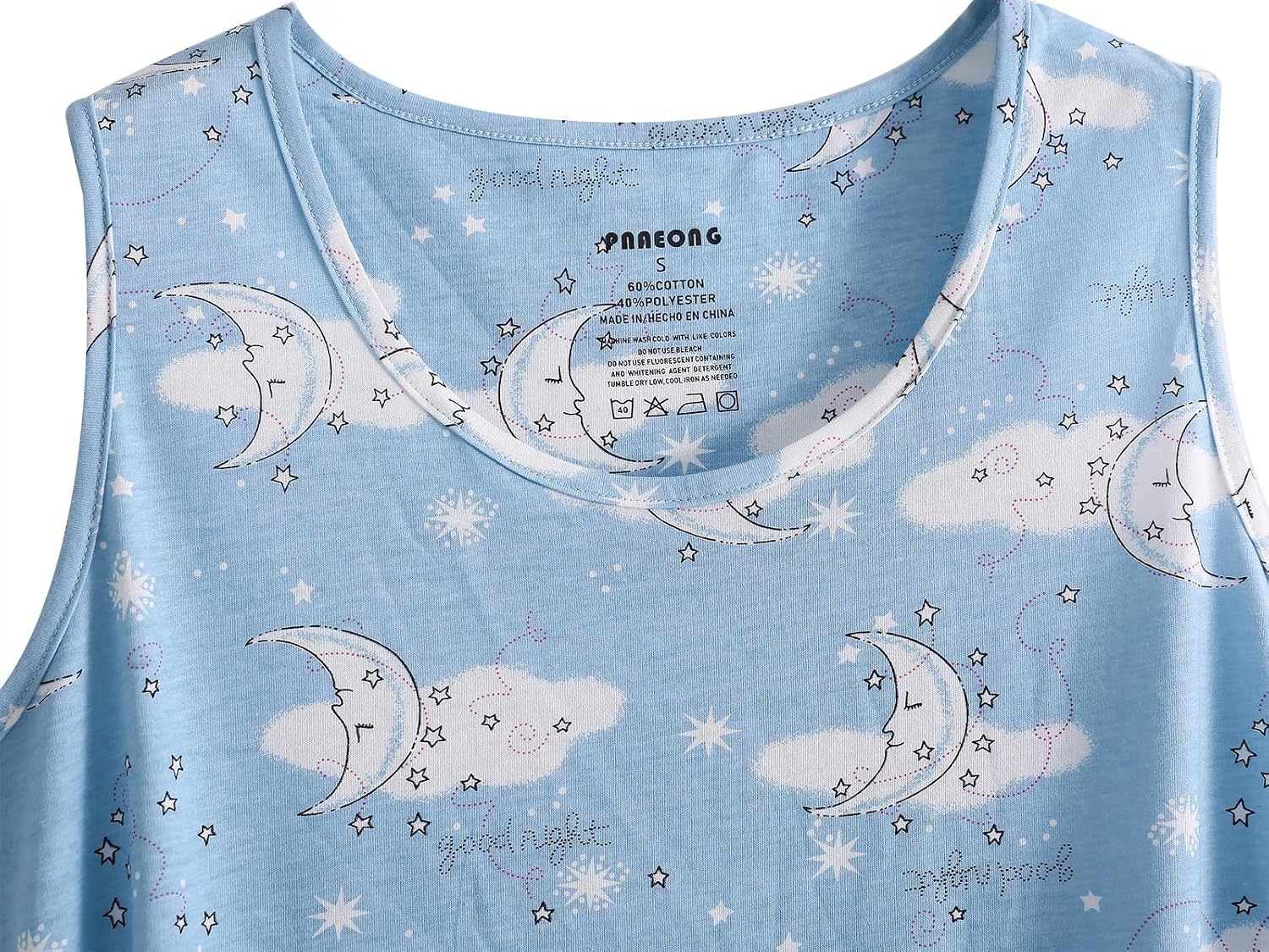 image:imagePNAEONG Nightgowns for Women Sleeveless Cotton Sleep Shirt Soft Sleep Dress Loose Fit Summer Nightshirt Casual SleepwearCloud Moon