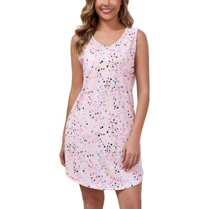 PNAEONG Nightgowns for Women Sleeveless Cotton Sleep Shirt Soft Sleep Dress Loose Fit Summer Nightshirt Casual Sleepwear(Pink)